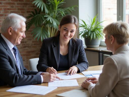 Junior associate Emily Rodriguez meeting with clients