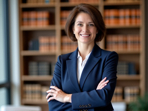 Senior real estate lawyer Sarah Johnson in professional setting